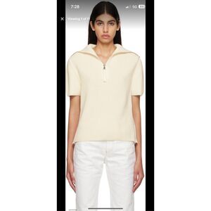 MONCLER Half-zip Cotton Turtleneck SWEATER IN WHITE MEDIUM $845